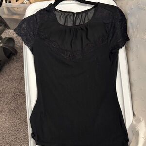 Express Black Lace Detail Blouse
